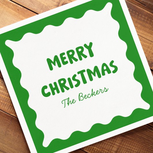 Fun Retro Wavy Green Trendy Custom Chic Weihnachte Serviette