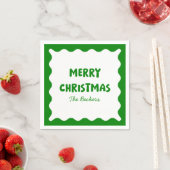 Fun Retro Wavy Green Trendy Custom Chic Weihnachte Serviette (Beispiel)