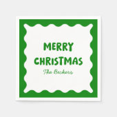 Fun Retro Wavy Green Trendy Custom Chic Weihnachte Serviette (Vorderseite)