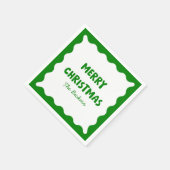 Fun Retro Wavy Green Trendy Custom Chic Weihnachte Serviette (Ecke)