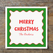 Fun Retro Wavy Red und Green Custom Chic Weihnacht Serviette