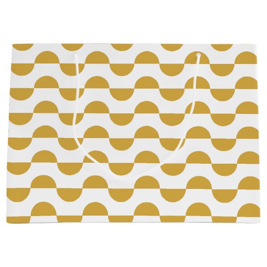 Fun Retro Wavy Semi Circle Yellow Große Geschenktüte (Vorderseite)
