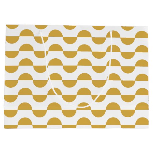 Fun Retro Wavy Semi Circle Yellow Große Geschenktüte (Rückseite)