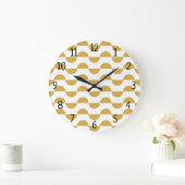 Fun Retro Wavy Semi Circle Yellow Große Wanduhr (Zuhause)