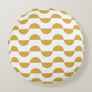 Fun Retro Wavy Semi Circle Yellow Rundes Kissen
