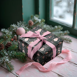 Fun Retro Weihnachten Weihnachten Rosa Band Wasser Geschenkpapier