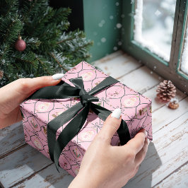 Fun Retro Weihnachten Weihnachten Rosa Band Wasser Geschenkpapier