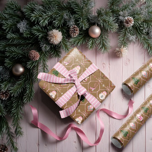 Fun Retro Weihnachten Weihnachten Rosa Band Wasser Geschenkpapier