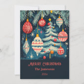Fun Retro Weihnachtsbaumen Ornamente Feiertagskarte (Vorderseite)