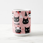Fun Retro Weihnachtskatzen auf rosa Tasse (Mittel)