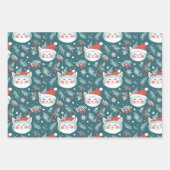Fun Retro Weihnachtskatzen Geschenkpapier Set (Vorderseite 3)