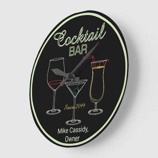 Fun Retro Zuhause Cocktail Bar Wall Clock Große Wanduhr (Winkel)