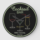 Fun Retro Zuhause Cocktail Bar Wall Clock Große Wanduhr (Vorderseite)