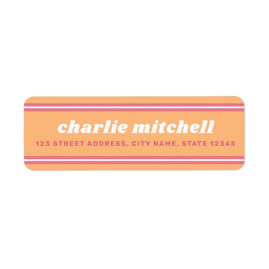 Fun Retroorange Himbeere Rosa Rücksendeadresse (Vorne)