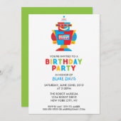 Fun Robot Birthday Party Einladung (Vorne/Hinten)