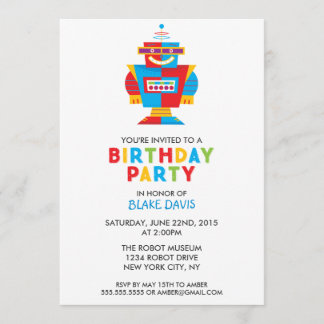 Fun Robot Birthday Party Einladung