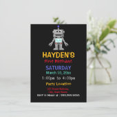 Fun Robot Einladung zum ersten Geburtstag (Stehend Vorderseite)