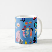 Fun Rock and Roll Oldies Cartoon Niedliches Muster Kaffeetasse (VorderseiteRechts)