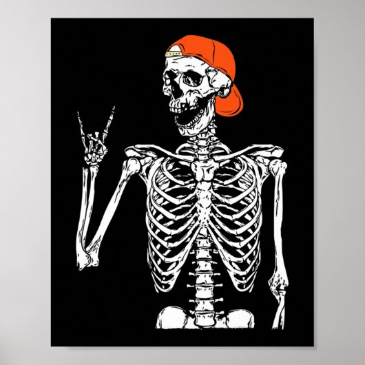 Fun Rocker Skeleton Hand Rock on Costume Halloween Poster (Vorne)