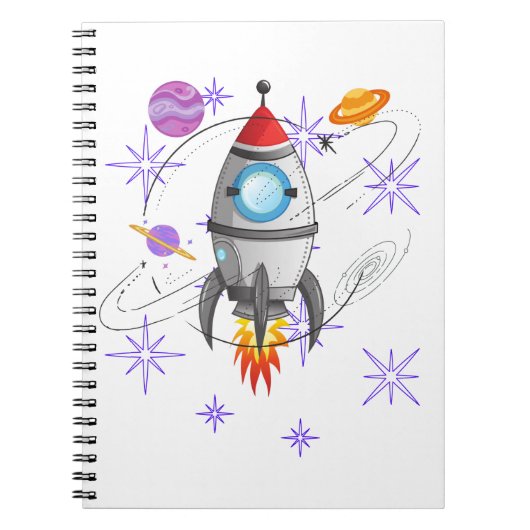 Fun Rocket Ship Space Stars Planets Notizblock (Vorderseite)