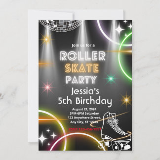 Fun Roller Skate Party Geburtstagseinladung Einladung