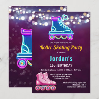 Fun Roller Skaten Birthday Party Einladung
