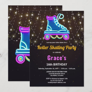 Fun Roller Skaten Birthday Party Einladung