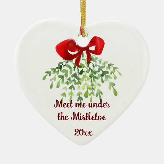 Fun Romantic Meet under Mistletoe Zitat Weihnachte Keramik Ornament (Vorne)