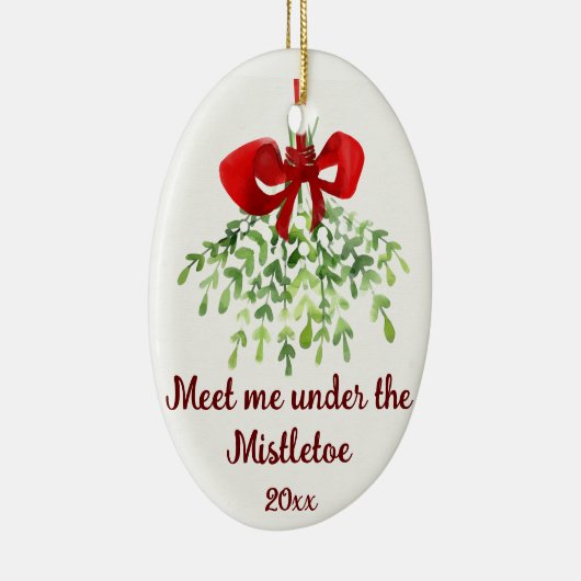 Fun Romantic Meet under Mistletoe Zitat Weihnachte Keramik Ornament (Rechts)