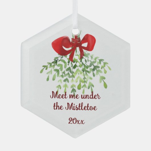 Fun Romantic Meet under Mistletoe Zitat Weihnachte Ornament Aus Glas (Vorderseite)