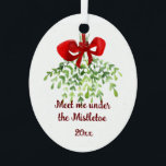 Fun Romantic Meet under Mistletoe Zitat Weihnachte Ornament Aus Metall<br><div class="desc">Fun Romantic Meet under Mistletozik Weihnachten Wasserfarbe Kunst</div>