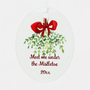 Fun Romantic Meet under Mistletoe Zitat Weihnachte Ornament Aus Metall