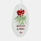 Fun Romantic Meet under Mistletoe Zitat Weihnachte Ornament Aus Metall (Vorderseite Rechts)