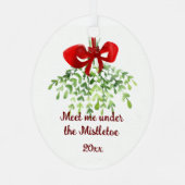 Fun Romantic Meet under Mistletoe Zitat Weihnachte Ornament Aus Metall (Rückseite)