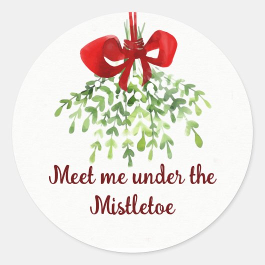 Fun Romantic Meet under Mistletoe Zitat Weihnachte Runder Aufkleber (Vorderseite)