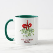 Fun Romantic Meet under Mistletoe Zitat Weihnachte Tasse (Links)