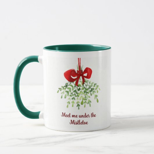 Fun Romantic Meet under Mistletoe Zitat Weihnachte Tasse (Links)