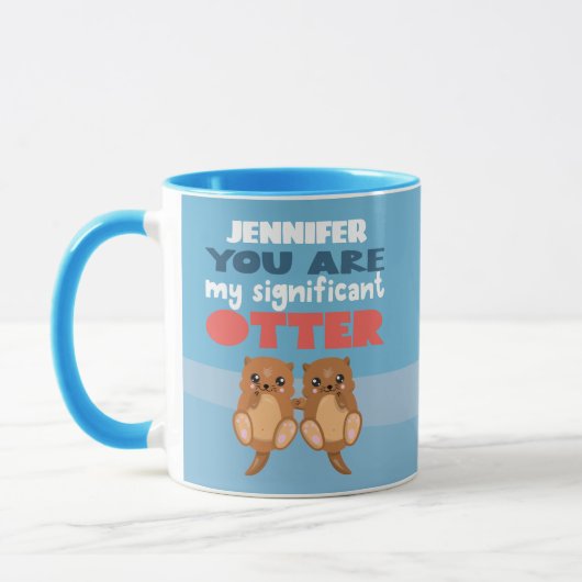 Fun romantische bedeutende OTTER Wortpuff Brust Br Tasse (Links)