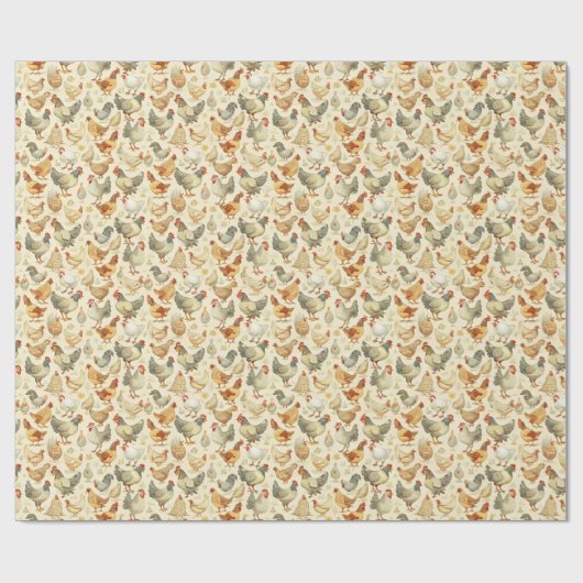Fun roosters chickens tiled pattern  geschenkpapier (Flach)