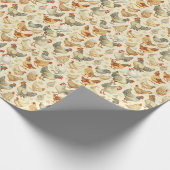 Fun roosters chickens tiled pattern  geschenkpapier (Ecke)