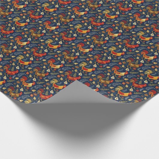 Fun roosters tiled pattern geschenkpapier (Ecke)