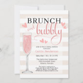 Fun Rosa Brunch und Bubbly Brautparty Invitati Einladung (Vorderseite)