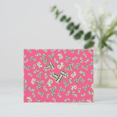 Fun-rosa-Domino-Muster Postkarte (Stehend Vorderseite)