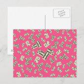 Fun-rosa-Domino-Muster Postkarte (Vorne/Hinten)