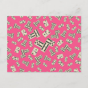 Fun-rosa-Domino-Muster Postkarte