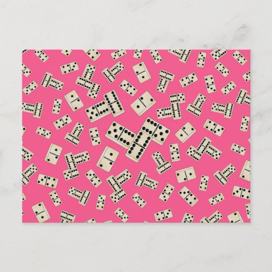 Fun-rosa-Domino-Muster Postkarte (Vorderseite)