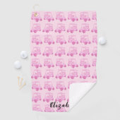 Fun rosa Golfwagen personalisierter Name Golfhandtuch (Insitu)