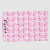 Fun rosa Golfwagen personalisierter Name Golfhandtuch (Horizontal)