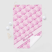 Fun rosa Golfwagen personalisierter Name Golfhandtuch (Insitu)