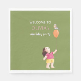 Fun Rosa & Grün Geburtstagskinder Girl Picnic Serviette